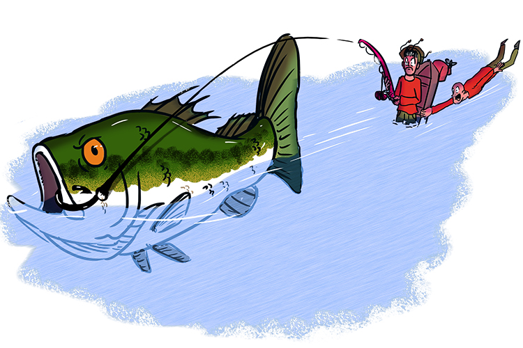 "Reel in the fish" (Relinquish) No! For God's sake let it go, give up now!